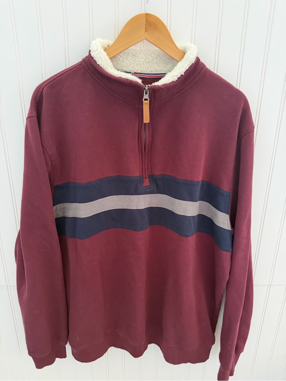 Men's Half-Zip Sherpa Collar Pullover Sweater - Burgundy